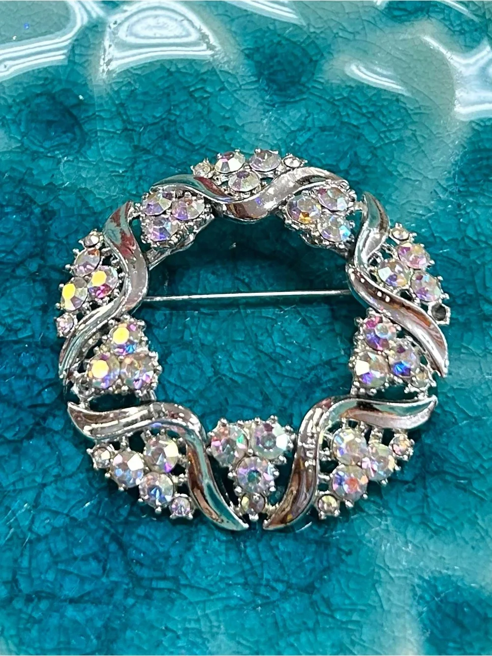 Dazzling AB Rhinestone Brooch Vintage